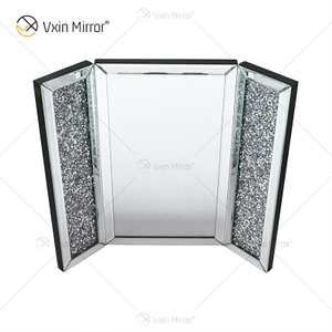 تصميم جديد WXM-1790-1 زخرفة الجدار بالفضة المكسرة بالماس الجدول عمود معكوس