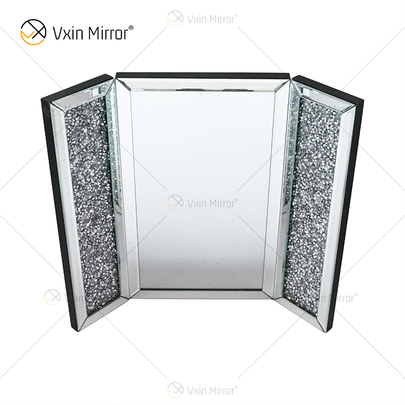 تصميم جديد WXM-1790-1 زخرفة الجدار بالفضة المكسرة بالماس الجدول عمود معكوس