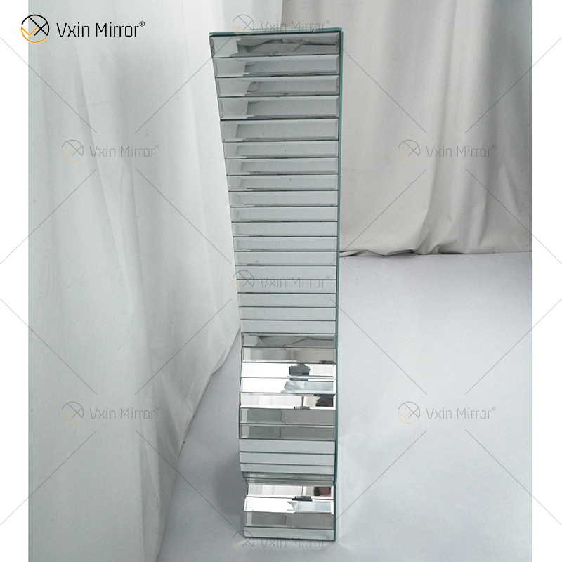 WXMV-004-1 ديكور فندق المنزل داخلي فضي مطحون بالماس معكوسة أواني كبيرة للأتباع مزهرية مرآة