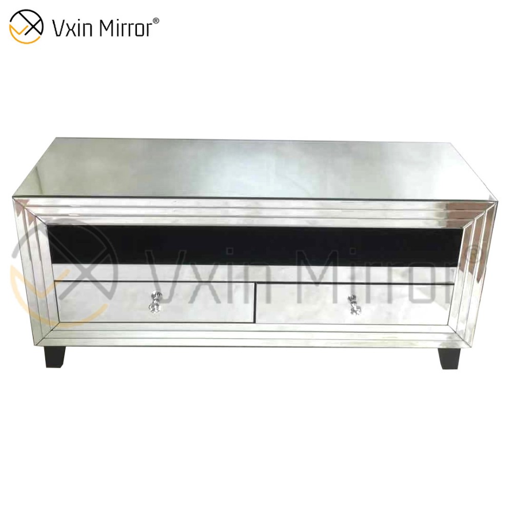 Vxin Mirror Furniture حديث مكسر من الماس والفضة بمرآة Fireplce TV مع بابين