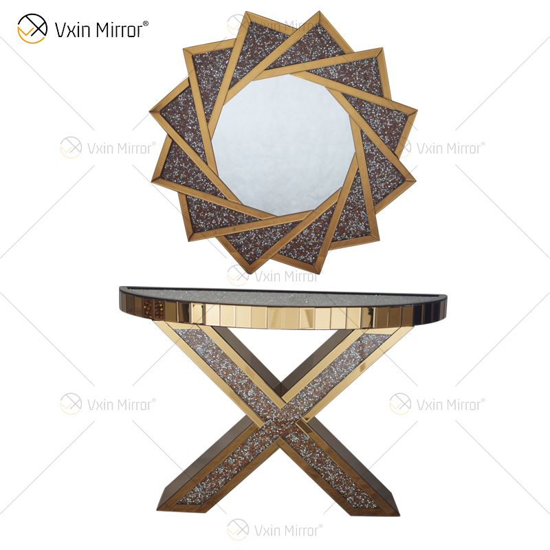 مصنع توريد Vxin ديكور المنزل الحديث الفاخرة سحق الماس طاولة وحدة التحكم مع مرآة
