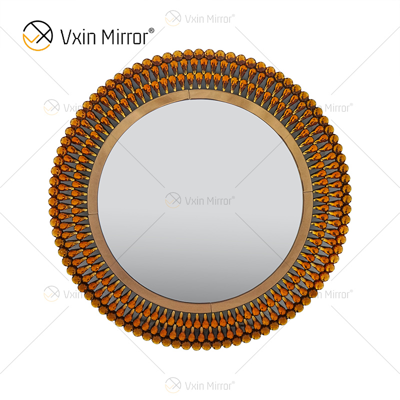 Venetian Decor WXM-1112 مرآة معلقة على الحائط من الزجاج البني على شكل معبد