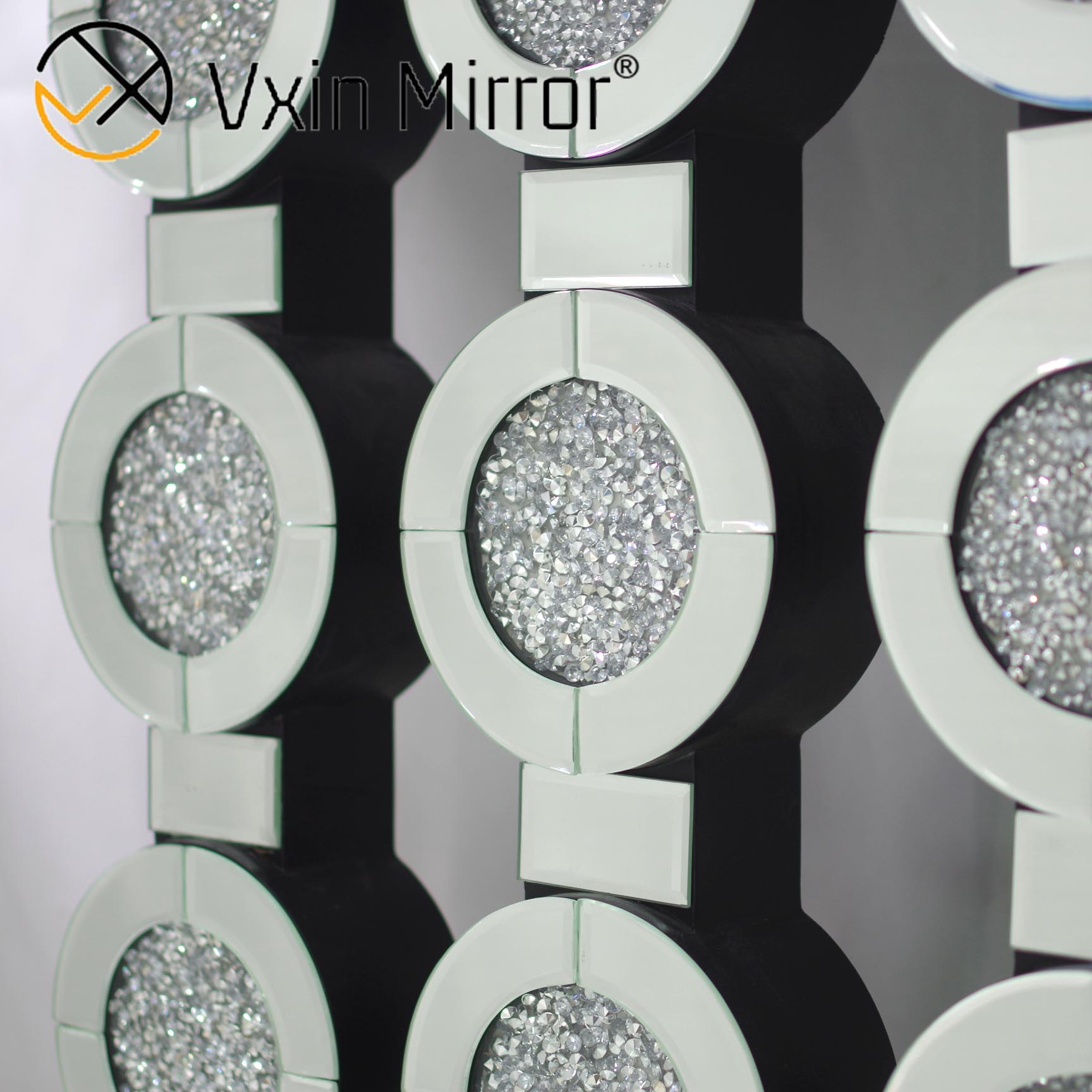 مرآة Vxin WXF-008 مورد جيد مصنع طاولة وحدة تحكم حديثة فاخرة من الزجاج المنحني من الخشب المنحوت على شكل عظم