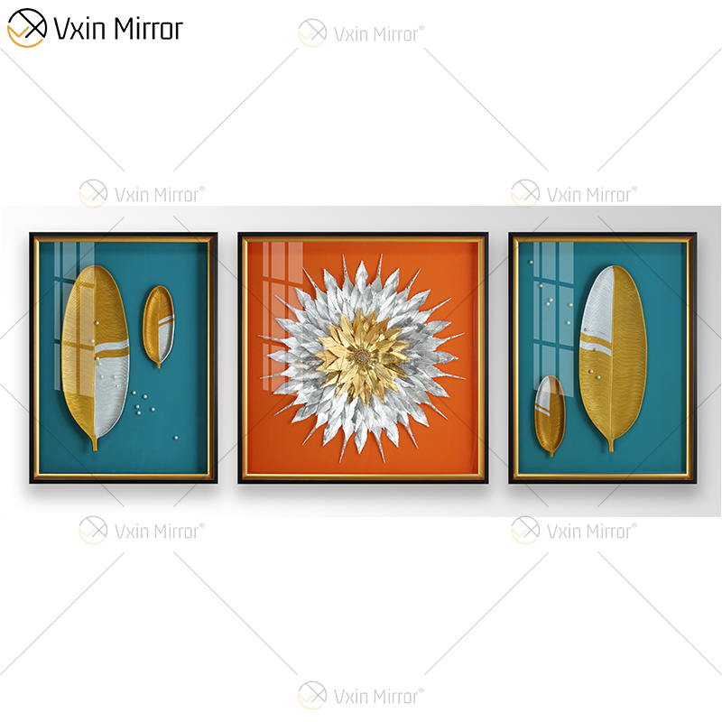 أحدث Vxin WXPP-39 ثلاثية الأبعاد مجردة جدار الفن معدن جدار ديكور فني ديكور المنزل غرفة المعيشة الفاخرة مؤطرة للمنزل مجموعة للبيع