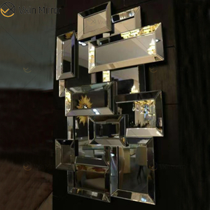 توريد مصنع 3d مرآة الحائط ملصقا تصميم WXM-1129 الفضة يتوهم الجدار خلع الملابس مرآة خشبية