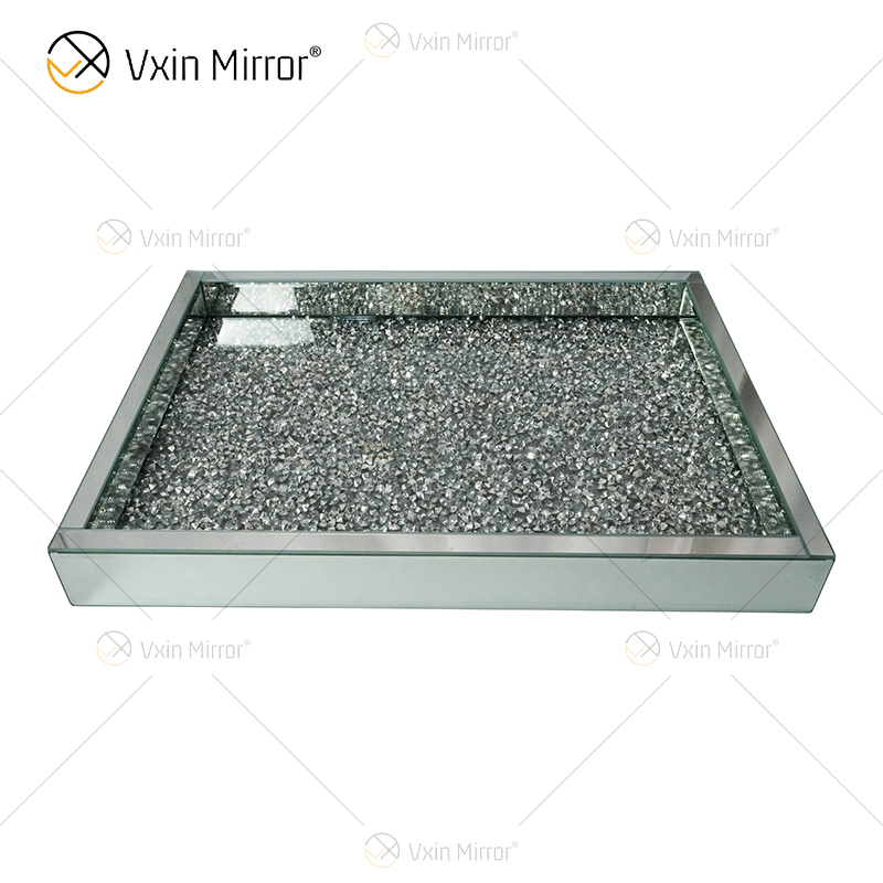 مصنع توريد WXMT-016 الحديثة ديكور طبق فضي مطحون بالماس معكوسة صينية مستطيلة