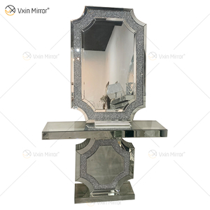 أحدث طاولة Vxin Mirror Silver Furniture Crush Diamond Console مع مرآة بطول