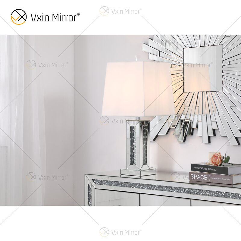 Vxin WXTL-142 مصباح مرآة طاولة LED كريستال فضي أنيق 3 ألوان ضوء LED لغرفة النوم