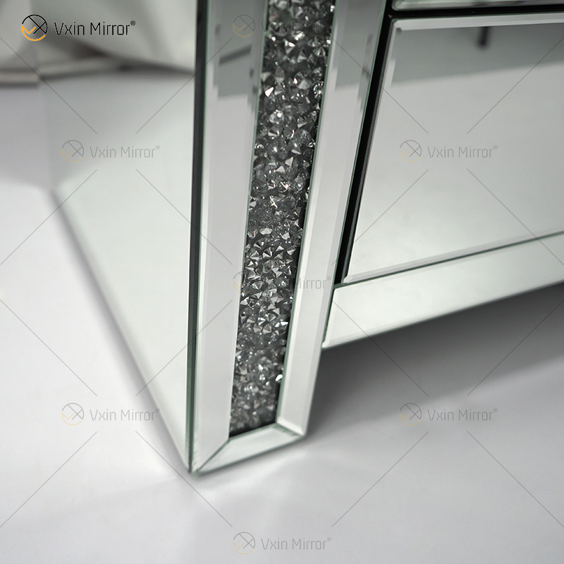 Vxin Mirror WXWF-718 الحديثة 3 أدراج معكوسة منضدة بجانب السرير