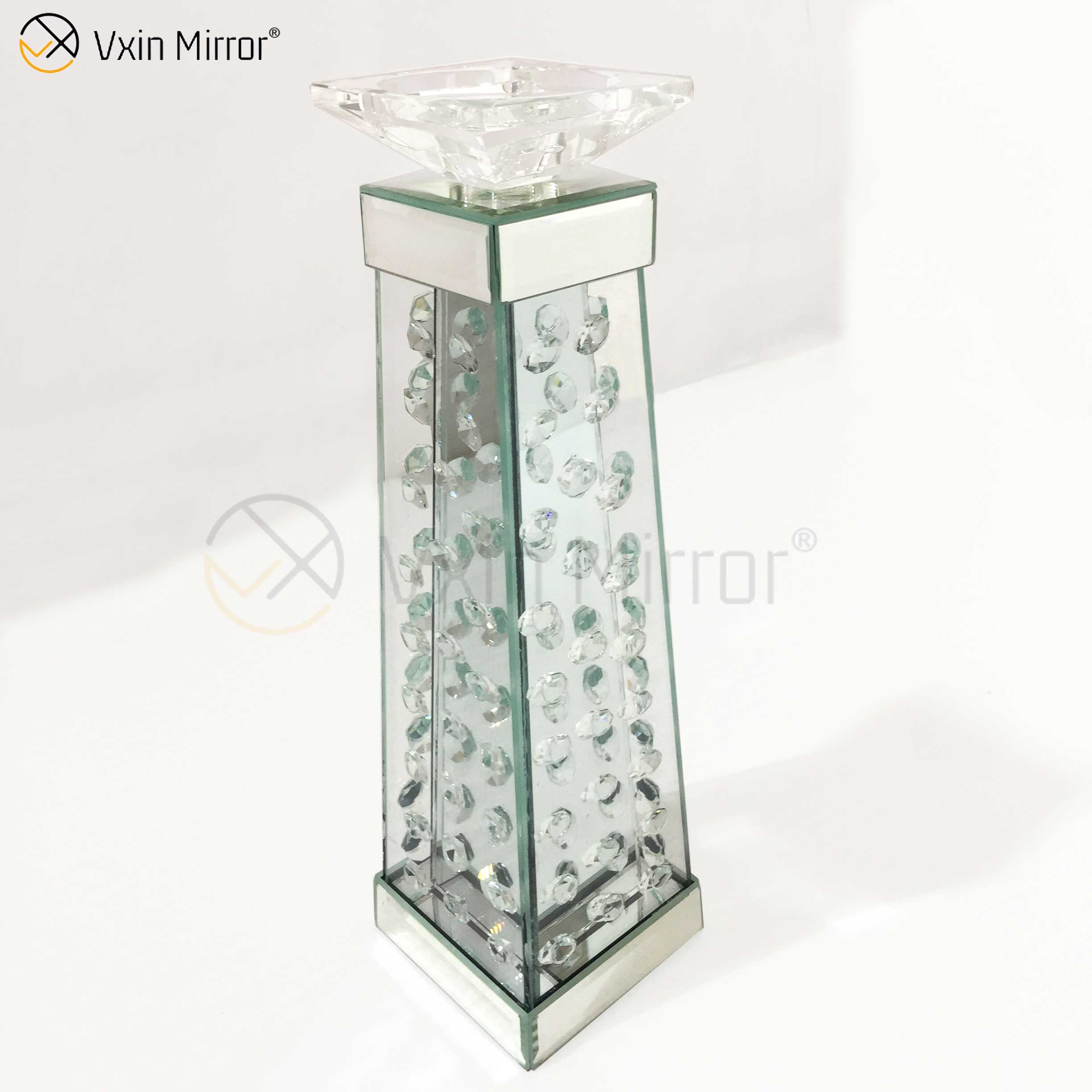 المصنع بالجملة Vxin Mirror WXCH-07 حامل شمعة زجاج كريستال خشبي