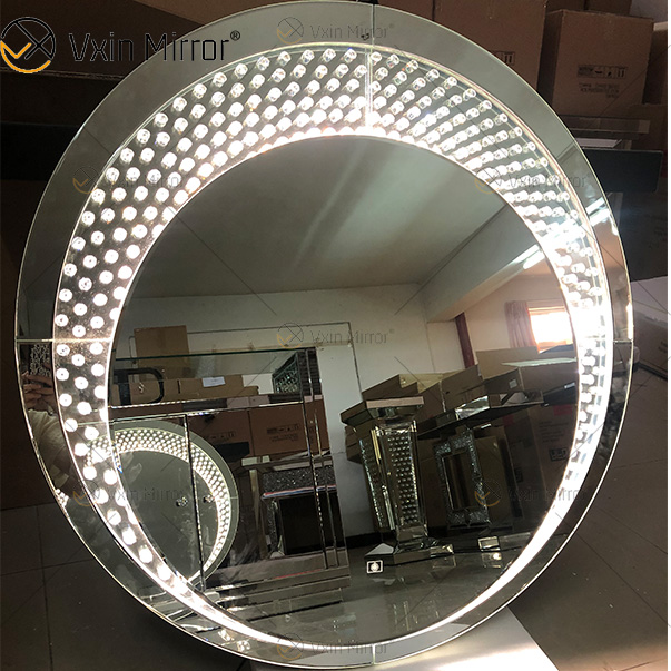 توريد مصنع عالي الجودة WXM-2595 3 ألوان LED ضوء مرآة مثمنة ماكياج مرآة مجموعة مرآة مخصصة المكونات الغرور مجموعة