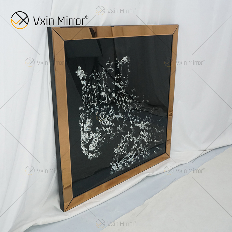 VXin WXMA-19 ديكور المنزل إطار زجاجي معكوسة الفهد جدار الفن الكريستال الخزف اللوحة مرآة جدار الفن