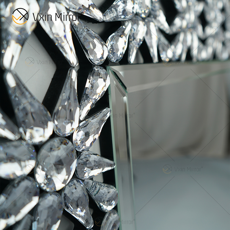 مصنع بالجملة أنيق WXM-1095 ديكور المنزل الحديث مرآة الحائط الزخرفية الكريستال الفضي