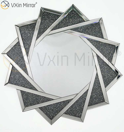 رائجة البيع WXM-1779 التصميم الحديث ثلاثية الأبعاد ملصقات جدار المرآة ديكور المنزل مرايا الحائط الفضية