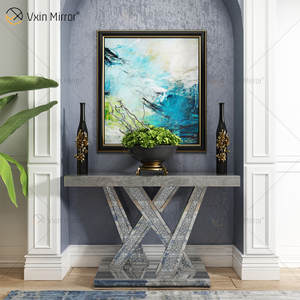 بيع المصنع مباشرة WXWF-513 Diamond Crush Mirror Console Table Crystal Home Furniture Glass Console Table