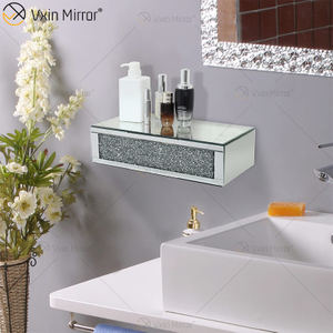 Vxin Factory Supply WXF-153 الفضة جدار ديكور الفضة المكسر الماس مرآة رف جدار مستطيل