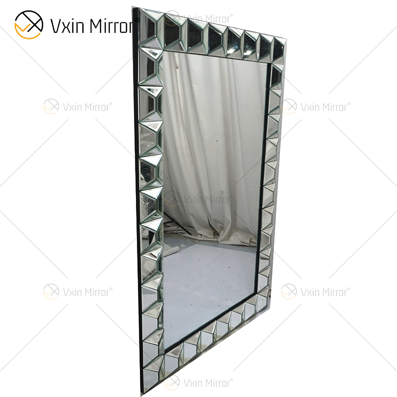 مرآة حائط زجاجية متعددة الأوجه مستطيلة WXM-1010