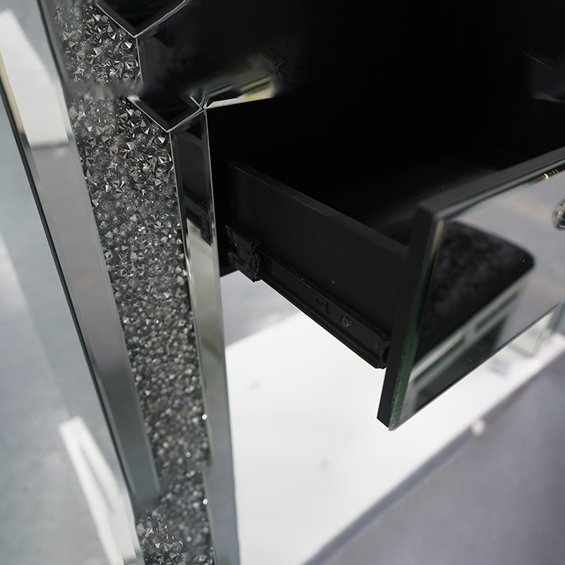 رائجة البيع تصاميم حديثة لغرفة النوم منضدة الزينة مع مرآة ومقعد فضية فاخرة منضدة الزينة