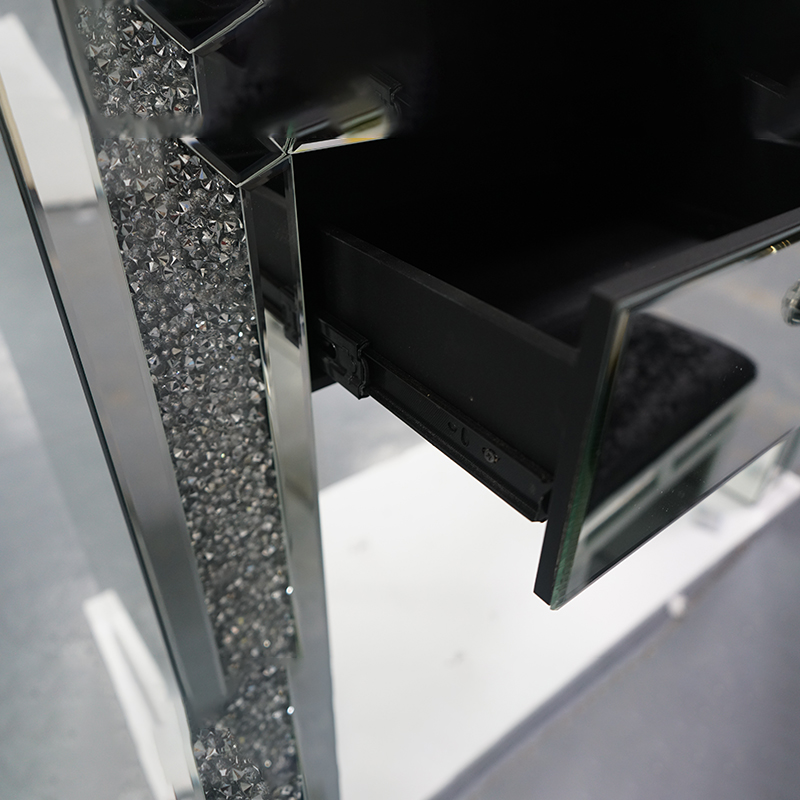 رائجة البيع تصاميم حديثة لغرفة النوم منضدة الزينة مع مرآة ومقعد فضية فاخرة منضدة الزينة