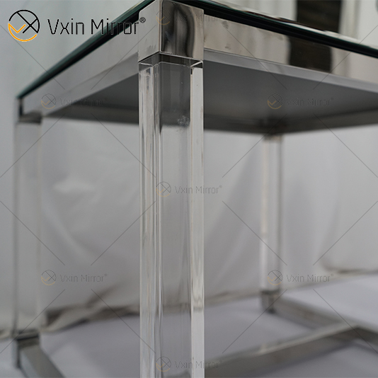 Vanity Modern WXF-139-2 منضدة أثاث من الزجاج الفضي الأكريليكي مع أدراج وطاولة بجانب السرير معكوسة لغرفة النوم