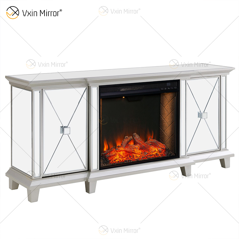 أثاث برلين المزخرف WXF-415 شامبانيا فضية عاكسة للتلفزيون تقف خزانة مع إدراج الرياح الساخنة 2 أنواع