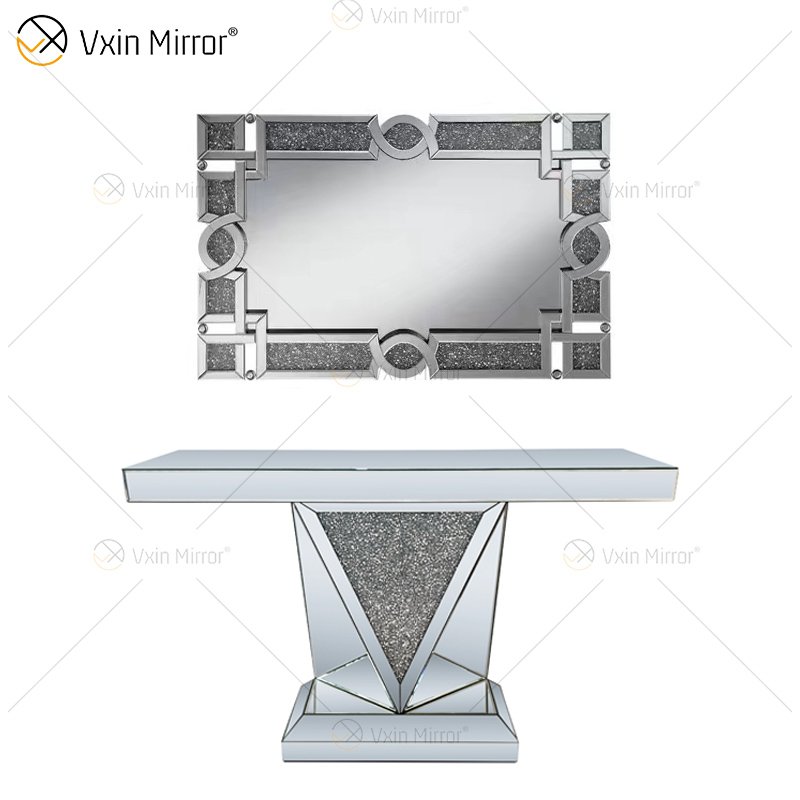 Vxin Mirror RTS Silver Luxury Crystal Console Table مع مدخل مرآة مع درج في أثاث غرفة المعيشة في المخزن
