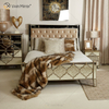 Vxin Antique Furniture WXWF-1088 King Bed Grace Golden Frame Mirrored Super Bed