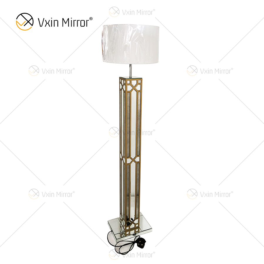 Night Stand WXFL-031 غرفة المعيشة الفاخرة الفضة LED العتيقة مصباح أرضي معكوسة مصباح مرآة
