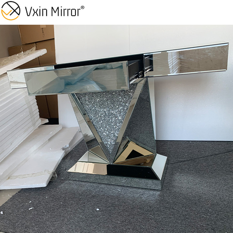 طاولة وحدة تحكم WXF-511 رخيصة مع درج ، مرآة مدخل حديثة ، أثاث منزلي فاخر ، طاولة وحدة تحكم فضية