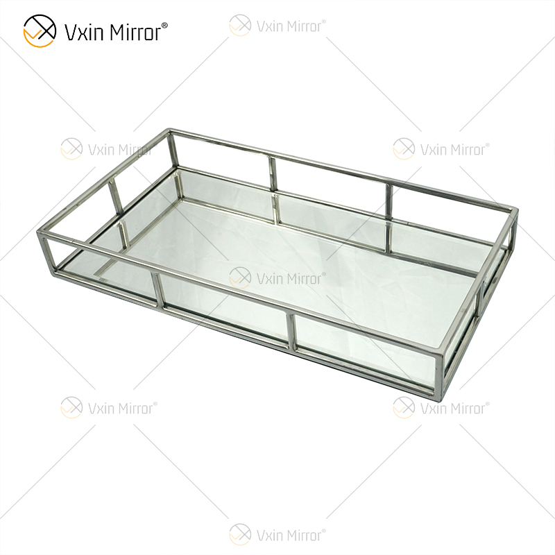 حار بيع Vxin Mirror WXT-005 ديكور حديث فضي إطار من الفولاذ المقاوم للصدأ صينية معكوسة 2 الحجم