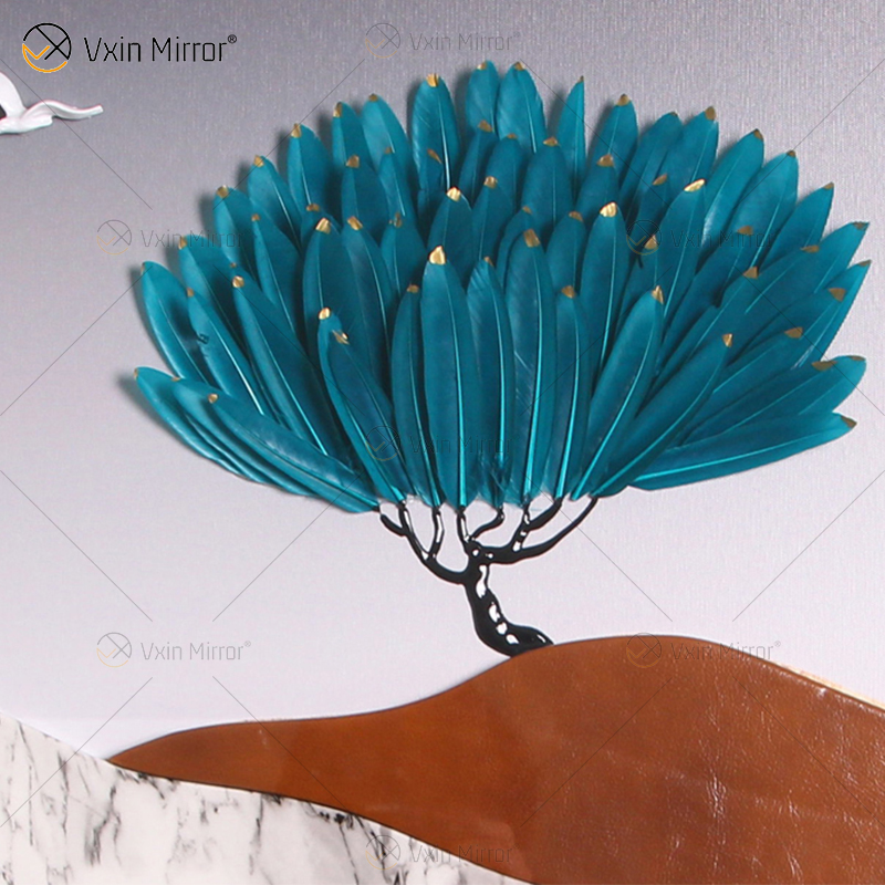 العتيقة الطراز Vxin WXPA-003 أشجار البساطة الطلاء مؤطرة مرآة جدار الفن ريشة صورة معلقة لغرفة المعيشة مجموعة للبيع