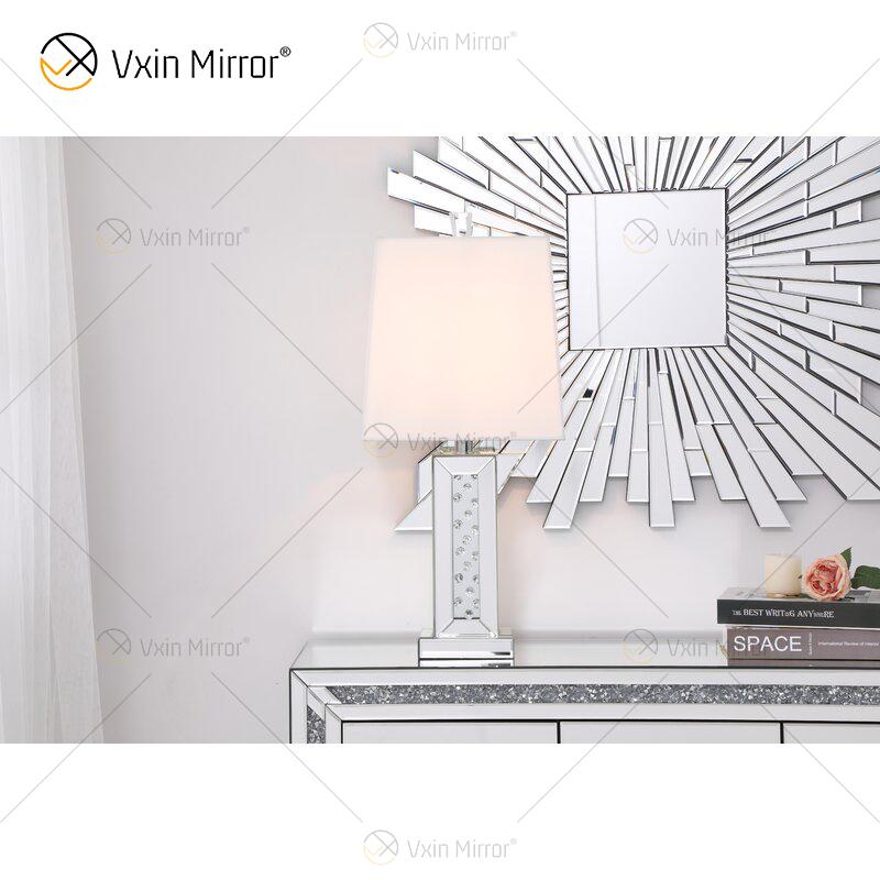 Vxin WXTL-142 مصباح مرآة طاولة LED كريستال فضي أنيق 3 ألوان ضوء LED لغرفة النوم