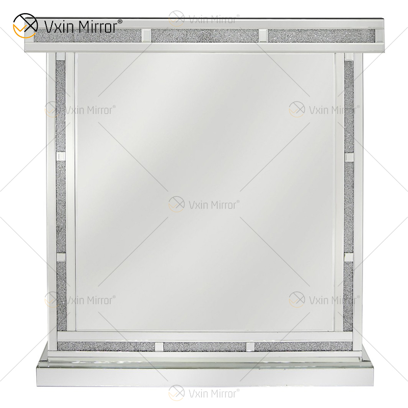 Vxin Home Decor WXF-142 خزانة نبيذ طويلة فضية مرصعة بالماس المكسر مع أدراج واحدة