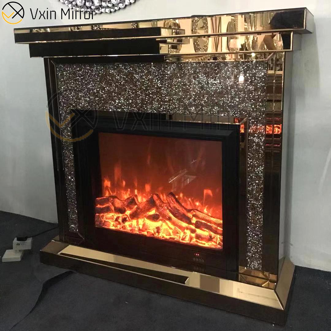 Vxin Mirror WXWF-1094 مدفأة مرآة الماس المكسرة