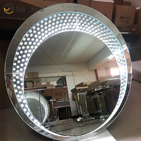 توريد مصنع عالي الجودة WXM-2595 3 ألوان LED ضوء مرآة مثمنة ماكياج مرآة مجموعة مرآة مخصصة المكونات الغرور مجموعة