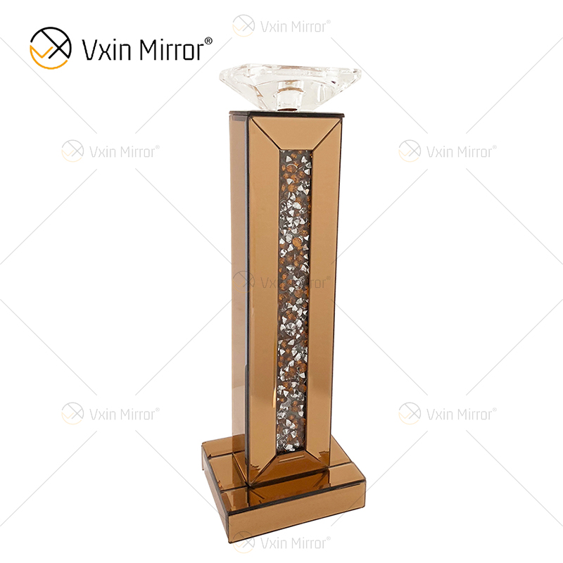 اسم قابل للتخصيص حامل شمعة أنيق عصري WXP-002 فضي ماسي مطلي بالماس