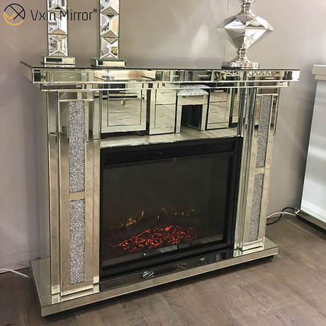ديكور المنزل الحديث الفاخرة المكسور الماس كريستال الموقد مع سخان في أثاث غرفة المعيشة WXWF-1098
