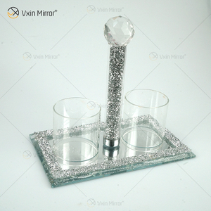 Vxin Mirror Popular VX-08 فضي أنيق شمعدان كريستال حامل شمعة