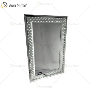 نوعية جيدة WXM-1167 LED كريستال الغرور مجموعة مرآة الحائط مع 3 ألوان LED جدار ديكور مضاءة مرآة