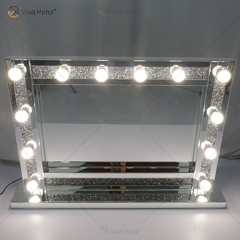 Venetian Styles WXDL-105 مرآة منضدة الزينة مضاءة بالكريستال الفضي مع 12 لمبة لأرائك غرفة المعيشة