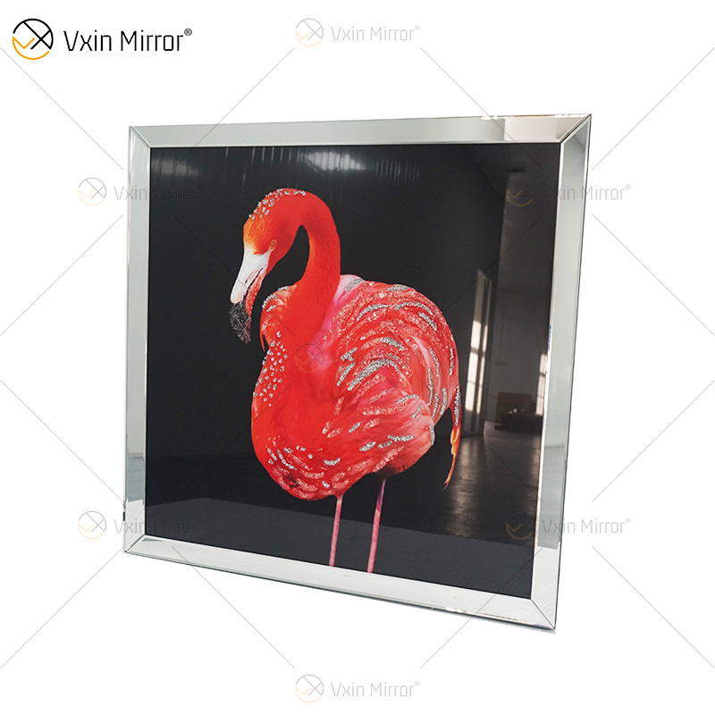 Vxin WXMA-57 الكريستال الخزف اللوحة الراتنج فلامنغو المغطاة الإطار الزخرفية مرآة الحائط الفن