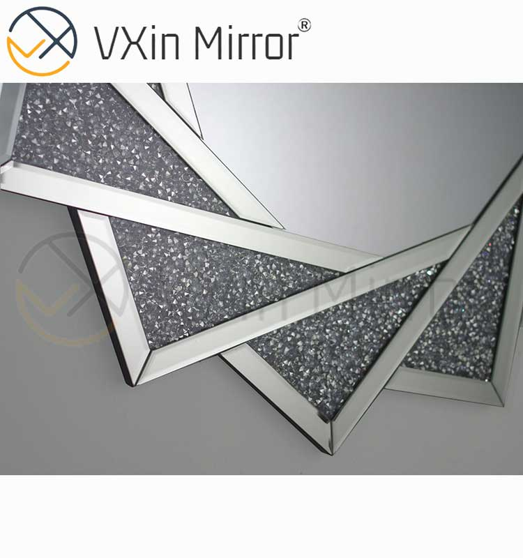 رائجة البيع WXM-1779 التصميم الحديث ثلاثية الأبعاد ملصقات جدار المرآة ديكور المنزل مرايا الحائط الفضية