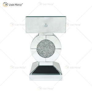 مصنع توريد طاولة جانبية Vxin End Table WXF-157 فضية مطحونة بمرآة الماس مع درج