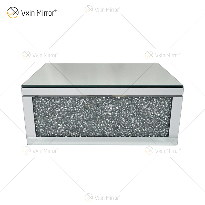 Vxin Factory Supply WXF-153 الفضة جدار ديكور الفضة المكسر الماس مرآة رف جدار مستطيل