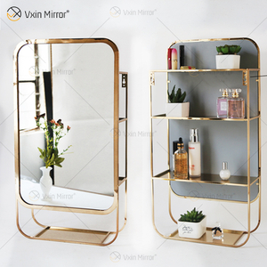 Vxin Factory Supply Silver Wall Decor Silver Metal Rack تخزين الرف مرآة مستطيل رف جدار