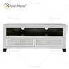 خزانة تلفاز فضية من Vxin Mirror Furniture مع درجين من الماس المكسر