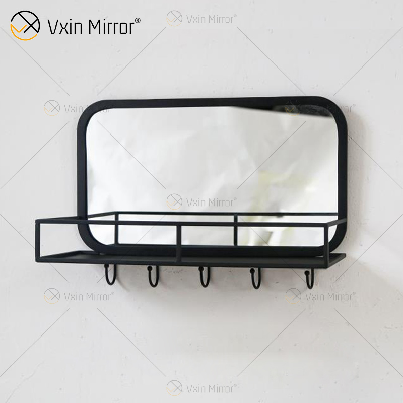 Vxin Factory Supply Silver Wall Decor Silver Metal Rack تخزين الرف مرآة مستطيل رف جدار
