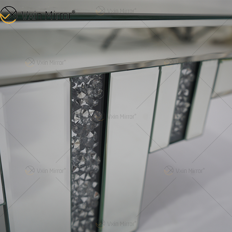 Vxin Factory Supply WXS-007-2 Silver Wall ديكور زجاج فضي ورف زجاج مرآة كريستال للجدار