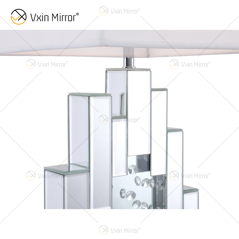 مصنع توريد WXTL-144 الحديثة الفضة الكريستال الجدول مصباح المرآة مع عاكس الضوء لغرفة النوم