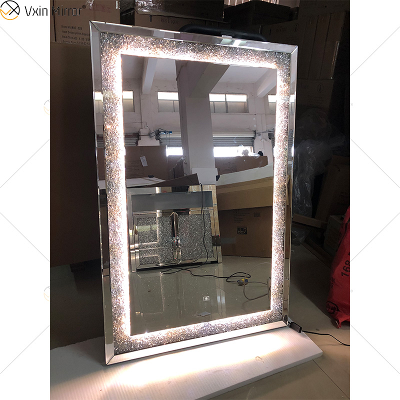 أعلى تصميم WXM-2593 LED 3 ألوان LED ضوء مرآة الماس مرآة ماكياج أنيق مرآة غرفة المعيشة